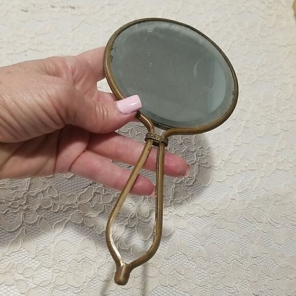 Vintage Art Nouveau hand mirror with antique baby photo - Picture 13 of 14